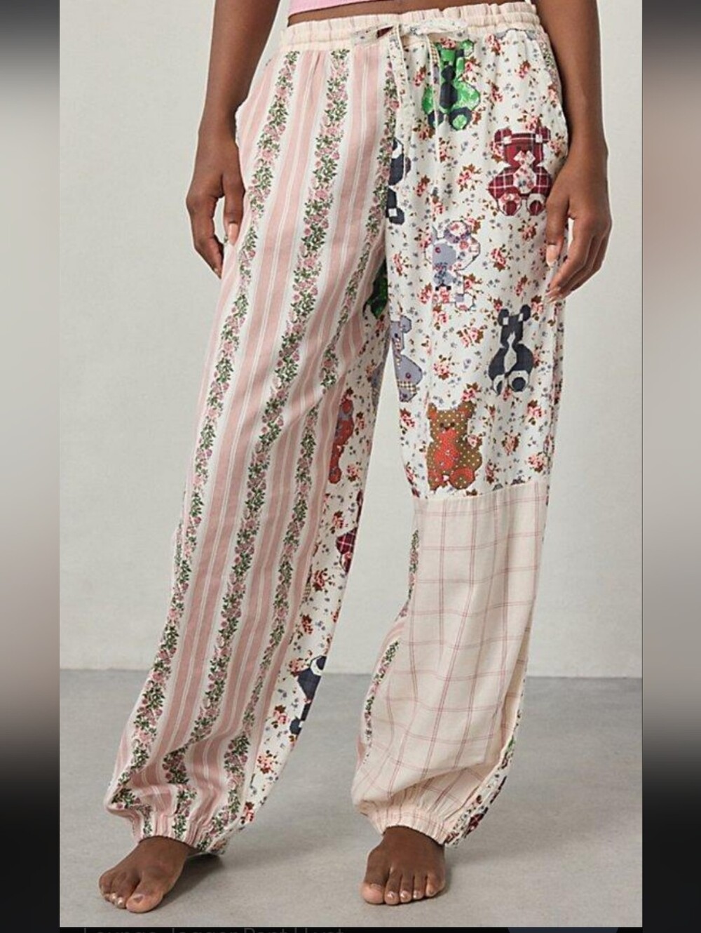 Out From Under Large Patchwork Floral Lounge Jogger Pants - Pink